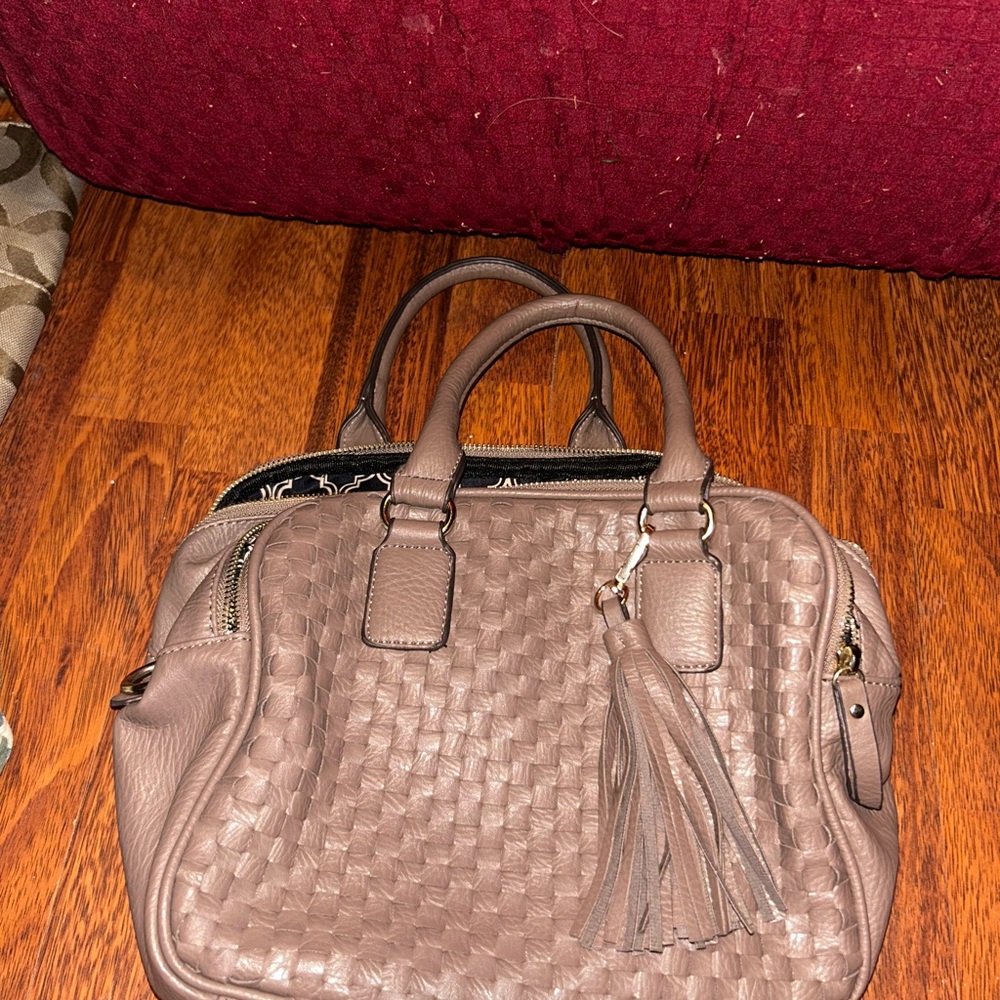 Miztique Brown faux Leather Satchel with Classic Stitching